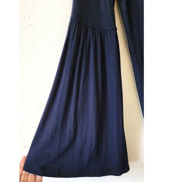 Chaser Cool Jersey Knit Bell Sleeve Scoop Neck Dress Navy Blue Small - Picture 7 of 8